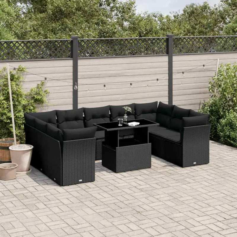 Lounge tuinset van beige materiaal en gepoedercoat staal - Zwart / zonder opbergruimte - Tuinsets