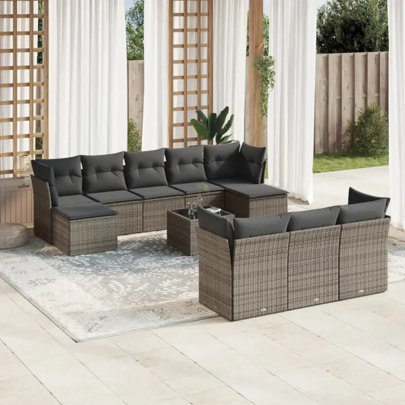 Lounge Tuinset van beige materiaal met gepoedercoat staal afmetingen - Grijs / Met tafel - Tuinsets