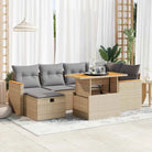Lounge tuinset van beige materiaal met gepoedercoat staal afmetingen - Beige en grijs / met opbergruimte - Tuinsets