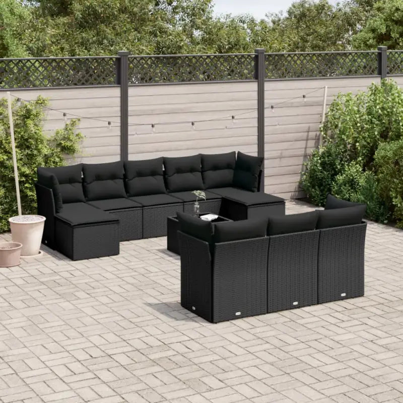 Lounge Tuinset van beige materiaal met gepoedercoat staal afmetingen - Zwart / Met tafel - Tuinsets
