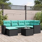 Lounge Tuinset van bruin materiaal met gepoedercoat staal afmetingen - Zwart en blauw / Met tafel - Tuinsets