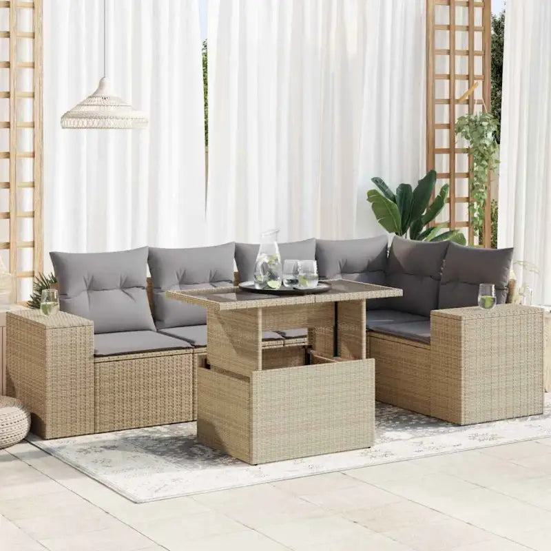 Lounge Tuinset van gegalvaniseerd staal en beige materiaal voor buiten - Beige en grijs / met opbergruimte - Tuinsets