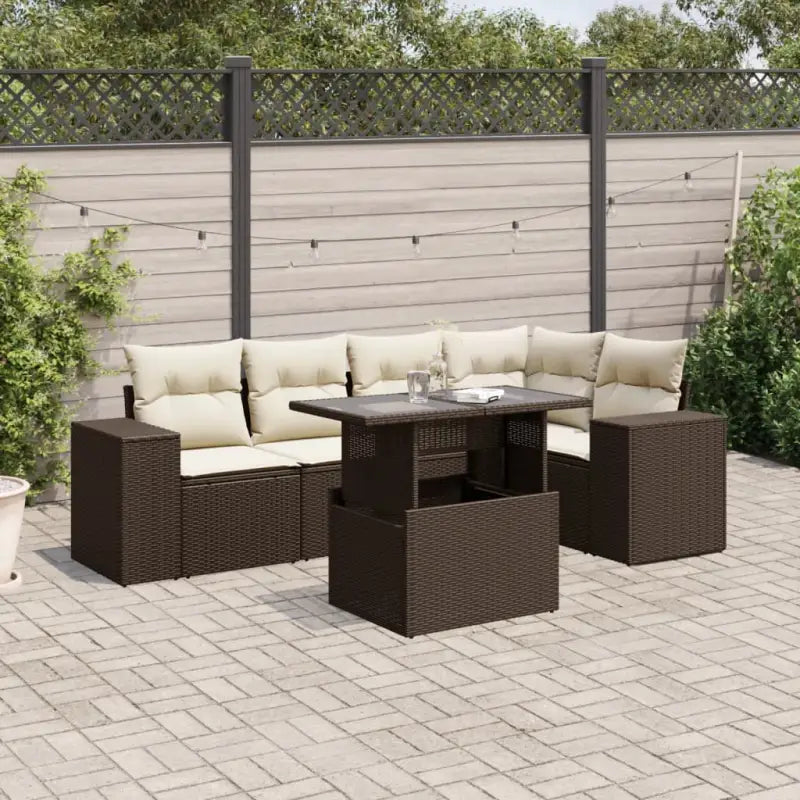 Lounge Tuinset van gegalvaniseerd staal en beige materiaal voor buiten - Bruin en crème / zonder opbergruimte - Tuinsets