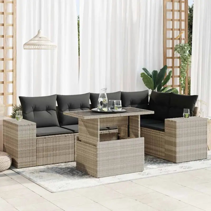 Lounge Tuinset van gegalvaniseerd staal en beige materiaal voor buiten - Lichtgrijs / met opbergruimte - Tuinsets