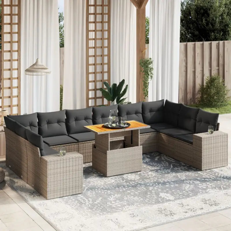 Lounge Tuinset van gepoedercoat staal in beige materiaal voor buiten - grijs en donkergrijs / 2x hoek + 6x midden
