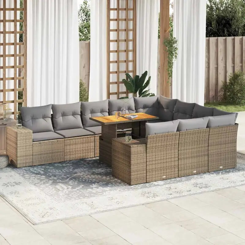 Lounge Tuinset van gepoedercoat staal in beige materiaal voor buiten - Beige en grijs (met opbergruimte) / 6x midden