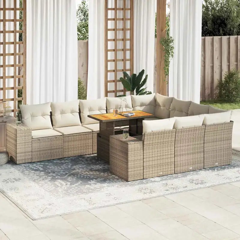 Lounge Tuinset van gepoedercoat staal in beige materiaal voor buiten - Beige en crèmekleurig (met opbergruimte) / 6x