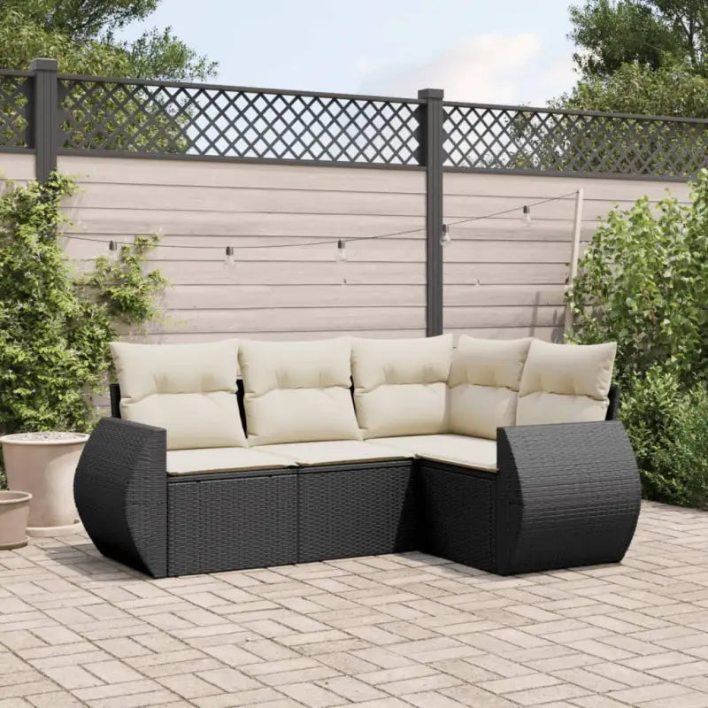 Lounge Tuinset van Gepoedercoat Staal in Beige Materiaal - Zwart en crème / Met tafel - Tuinsets