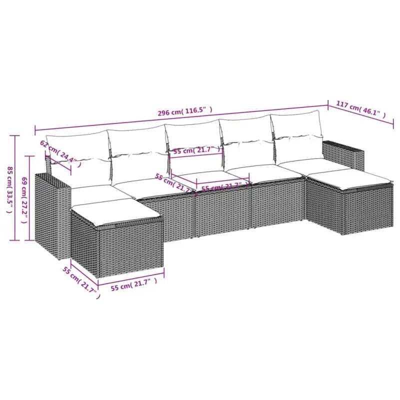 Lounge Tuinset van Gepoedercoat Staal in Beige Material met Afmetingen - Tuinsets