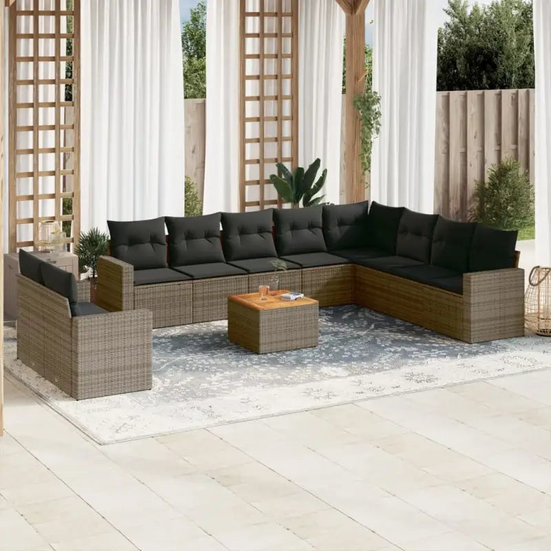 Lounge tuinset van gepoedercoat staal in zwart materiaal voor buitengebruik - Grijs - Tuinsets