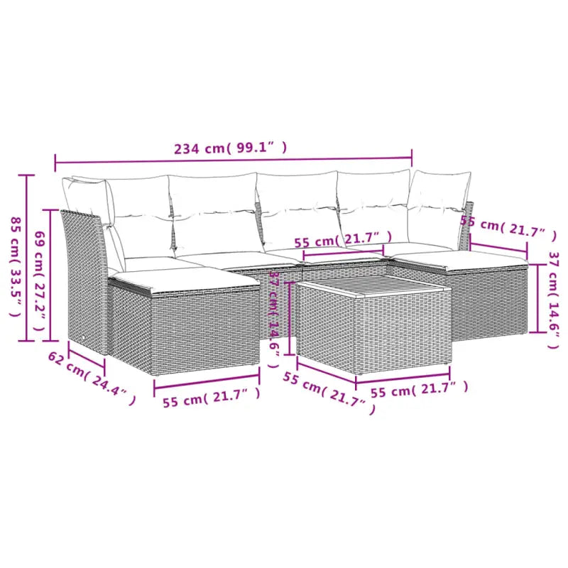 Lounge Tuinset van Gepoedercoat Staal in Zwart Materiaal - Zwart en blauw - Tuinsets