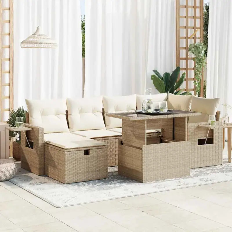 Lounge Tuinset van Gepoedercoat Staal met Beige Materiaal en Afmetingen - beige en crèmekleurig / met opbergruimte