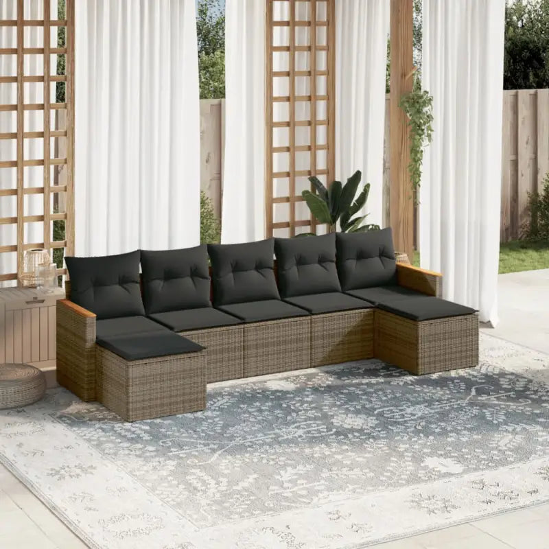 Lounge tuinset van gepoedercoat staal met beige materiaal voor buitengebruik - Grijs / Zonder tafel - Tuinsets