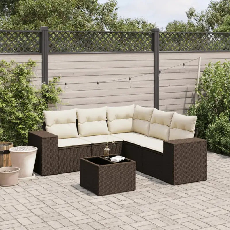 Lounge tuinset van gepoedercoat staal met beige materiaal en afmetingen - Bruin en crème / Met tafel - Tuinsets