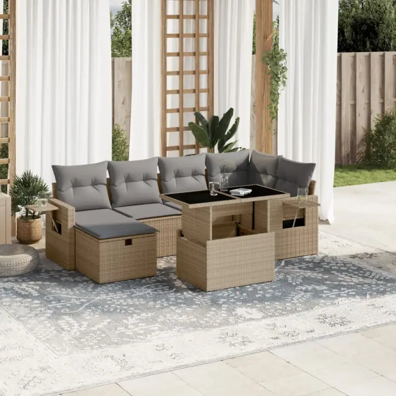 Lounge Tuinset van Gepoedercoat Staal met Beige Materiaal en Afmetingen - Beige en grijs / zonder opbergruimte
