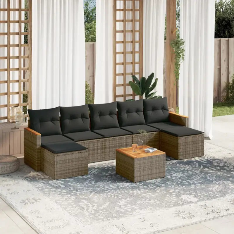 Lounge tuinset van gepoedercoat staal met beige materiaal voor buitengebruik - Grijs / Met tafel - Tuinsets