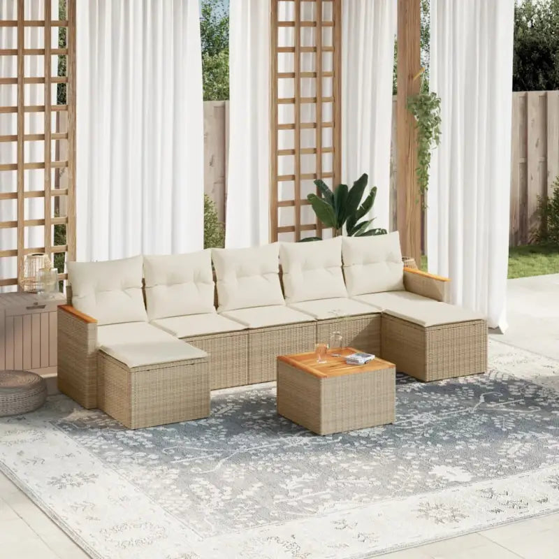 Lounge tuinset van gepoedercoat staal met beige materiaal voor buitengebruik - Beige / Met tafel - Tuinsets