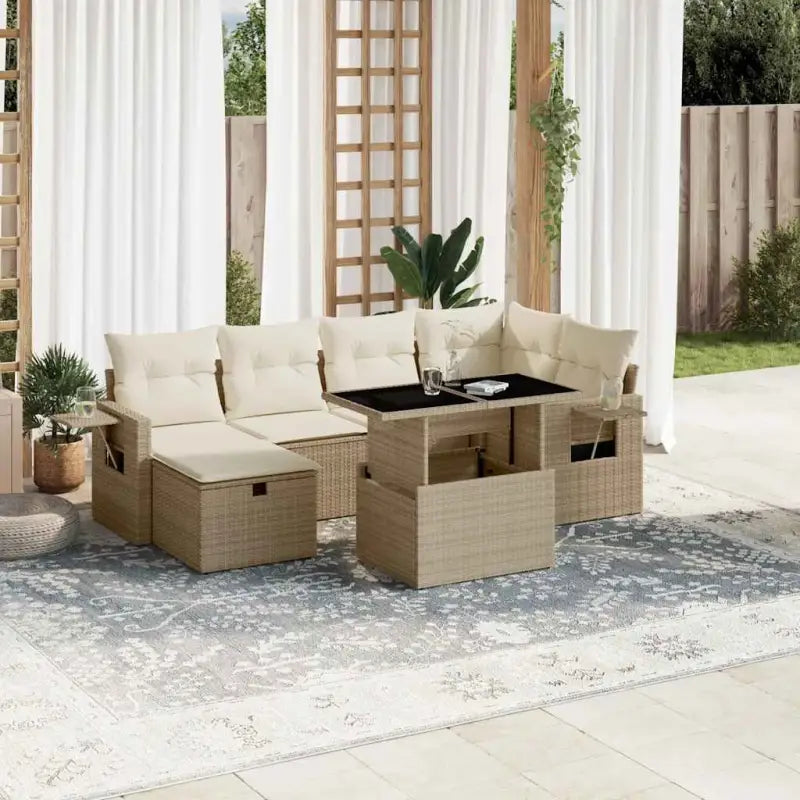 Lounge Tuinset van Gepoedercoat Staal met Beige Materiaal en Afmetingen - beige en crèmekleurig / zonder opbergruimte
