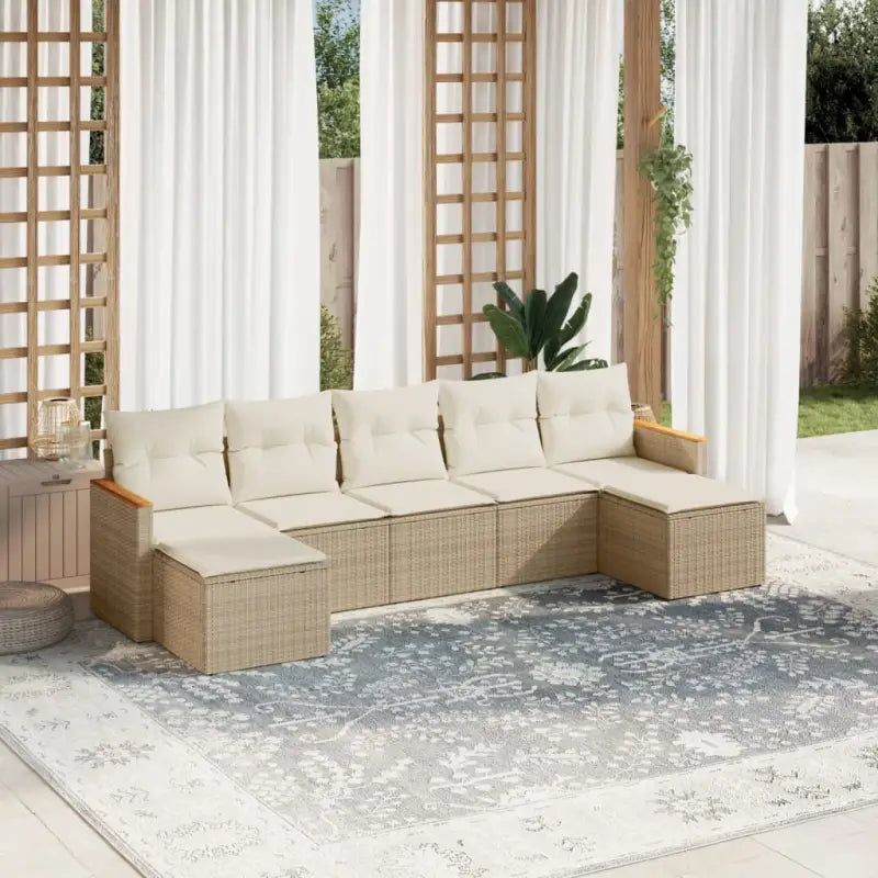 Lounge tuinset van gepoedercoat staal met beige materiaal voor buitengebruik - Beige / Zonder tafel - Tuinsets