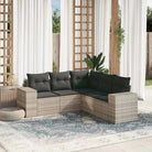 Lounge tuinset van gepoedercoat staal met beige materiaal en afmetingen - Lichtgrijs / Zonder tafel - Tuinsets