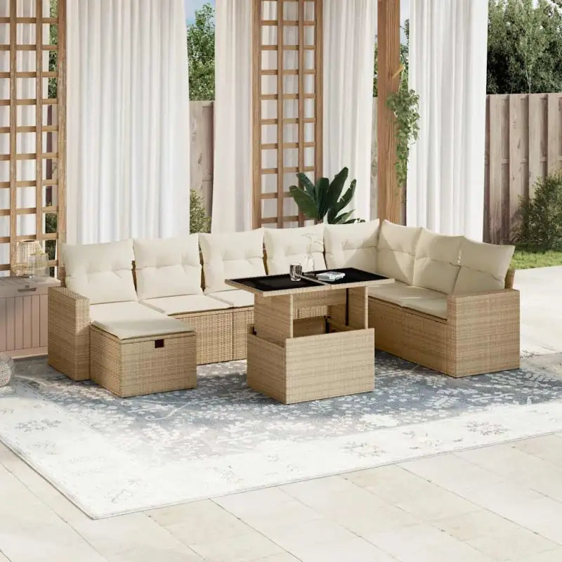 Lounge tuinset van gepoedercoat staal met beige materiaal en afmetingen - beige en crèmekleurig / zonder opbergruimte