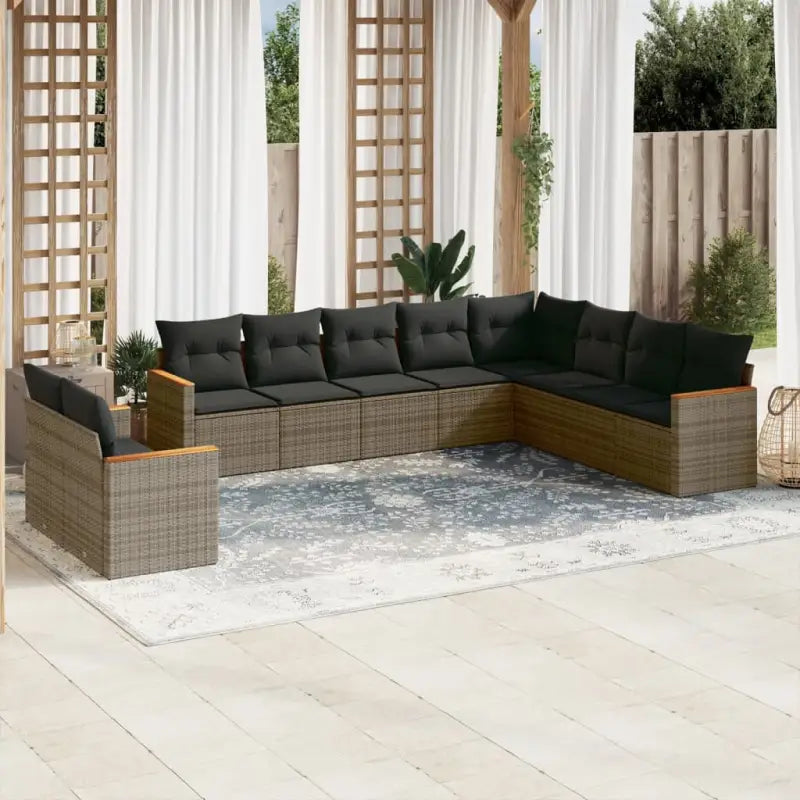 Lounge tuinset van gepoedercoat staal met beige materiaal en optimale afmetingen - Grijs / Zonder tafel - Tuinsets