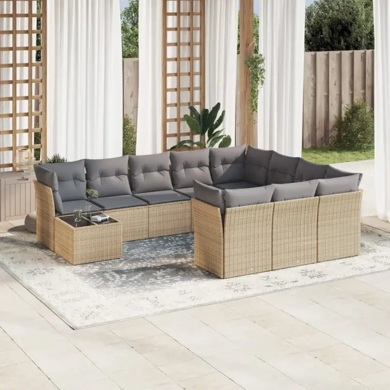 Lounge Tuinset van Gepoedercoat Staal met Beige Material en Waterdichte Tas - Beige en grijs - Tuinsets