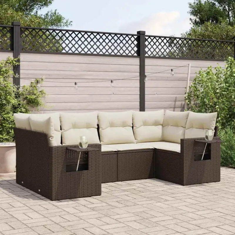 Lounge tuinset van gepoedercoat staal met waterdichte zak en afmetingen - Bruin en crème - Tuinsets