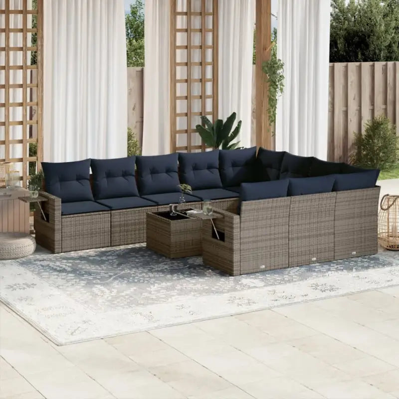Lounge tuinset van gepoedercoat staal met waterdichte zak en veilige afmetingen - grijs en marineblauw / Met tafel