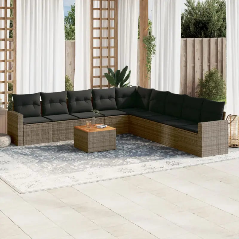 Lounge Tuinset van Gepoedercoat Staal met Zwart Materiaal - Grijs - Tuinsets