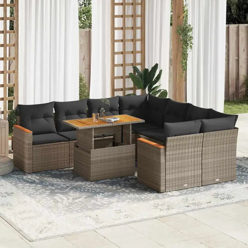 Lounge tuinset van grijs materiaal en gepoedercoat staal - Grijs / met opbergruimte - Tuinsets