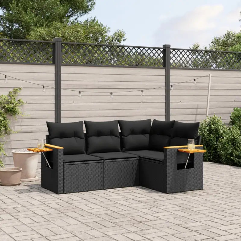Lounge tuinset van grijs materiaal en gepoedercoat staal met comfortabele afmetingen - Zwart / Zonder tafel - Tuinsets