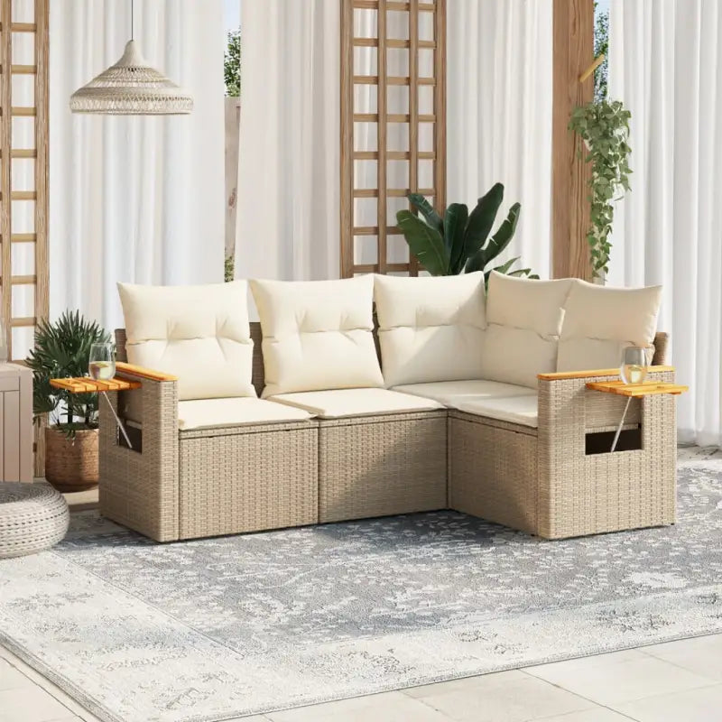 Lounge tuinset van grijs materiaal en gepoedercoat staal met comfortabele afmetingen - beige en crèmekleurig / Zonder