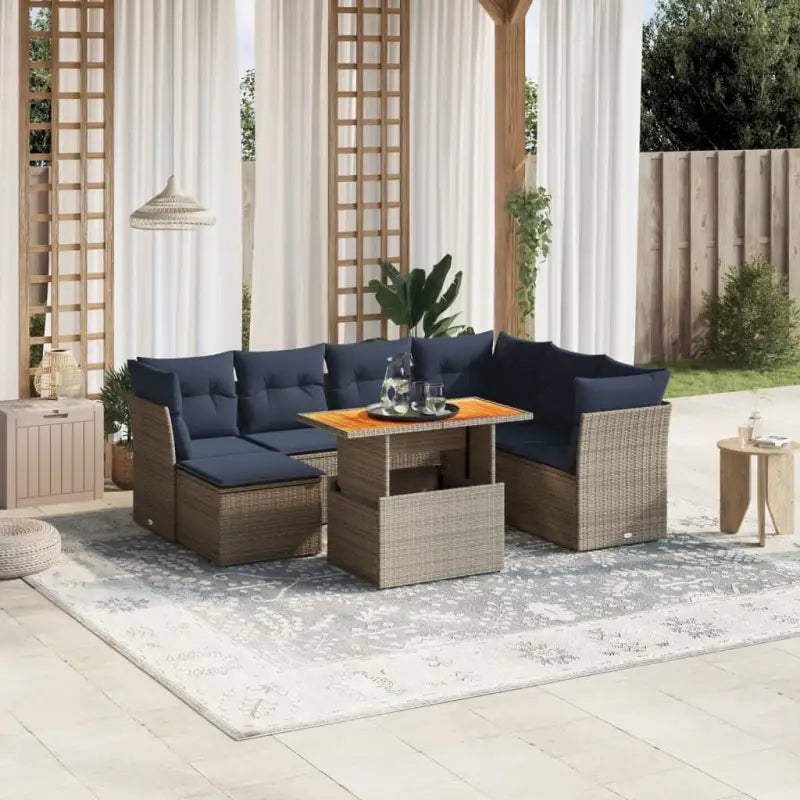 Lounge tuinset van grijs materiaal en gepoedercoat staal met afmetingen - Tuinsets