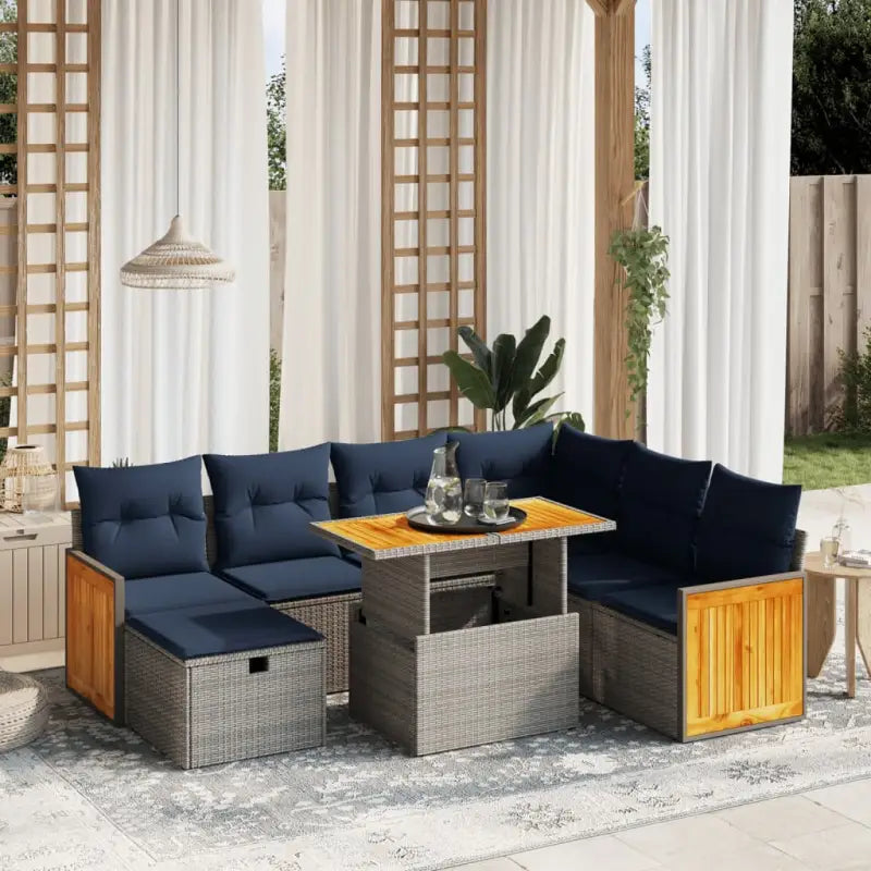 Lounge tuinset van grijs materiaal en gepoedercoat staal afmetingen - Grijs - Tuinsets