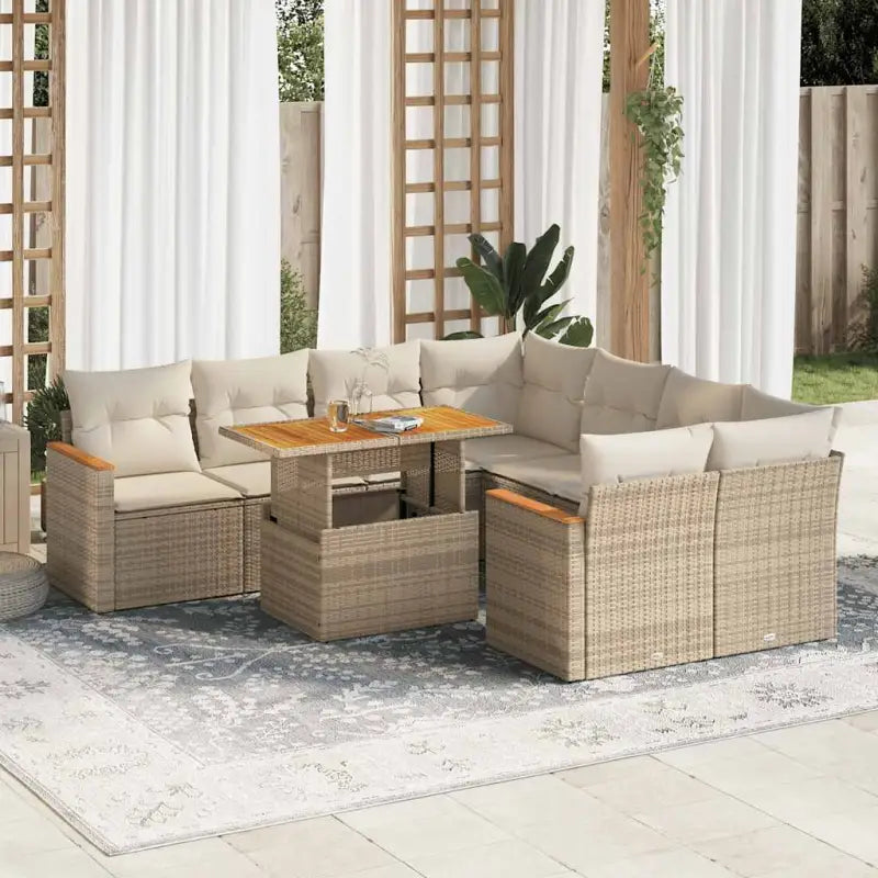 Lounge tuinset van grijs materiaal en gepoedercoat staal - beige en crèmekleurig / met opbergruimte - Tuinsets