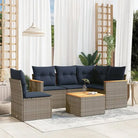 Lounge Tuinset van grijs materiaal en gepoedercoat staal - Grijs en blauw / Met tafel - Tuinsets