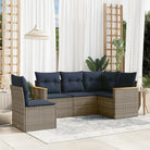 Lounge Tuinset van grijs materiaal en gepoedercoat staal - Grijs en blauw / Zonder tafel - Tuinsets