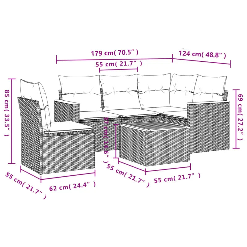 Lounge Tuinset van grijs materiaal en gepoedercoat staal - Tuinsets