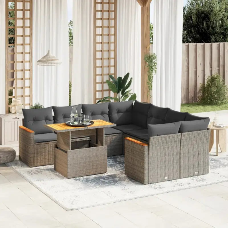 Lounge tuinset van grijs materiaal en gepoedercoat staal - Grijs / zonder opbergruimte - Tuinsets