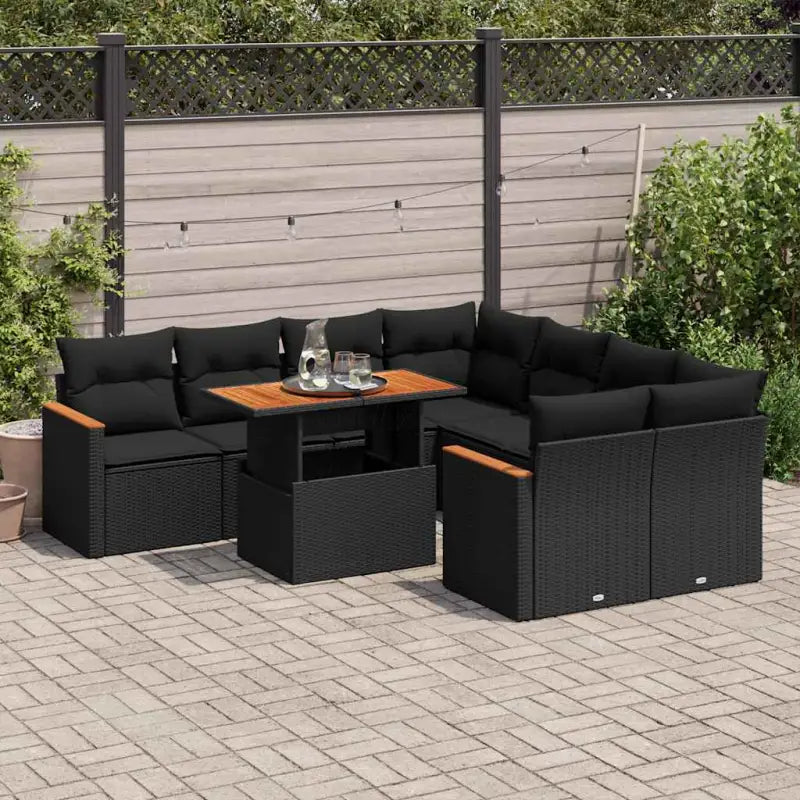 Lounge tuinset van grijs materiaal en gepoedercoat staal - Zwart / met opbergruimte - Tuinsets