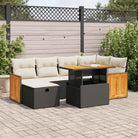 Lounge tuinset van grijs materiaal met gepoedercoat staal en afmetingen - Zwart en crème / met opbergruimte - Tuinsets