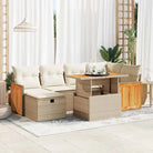 Lounge tuinset van grijs materiaal met gepoedercoat staal en afmetingen - beige en crèmekleurig / met opbergruimte