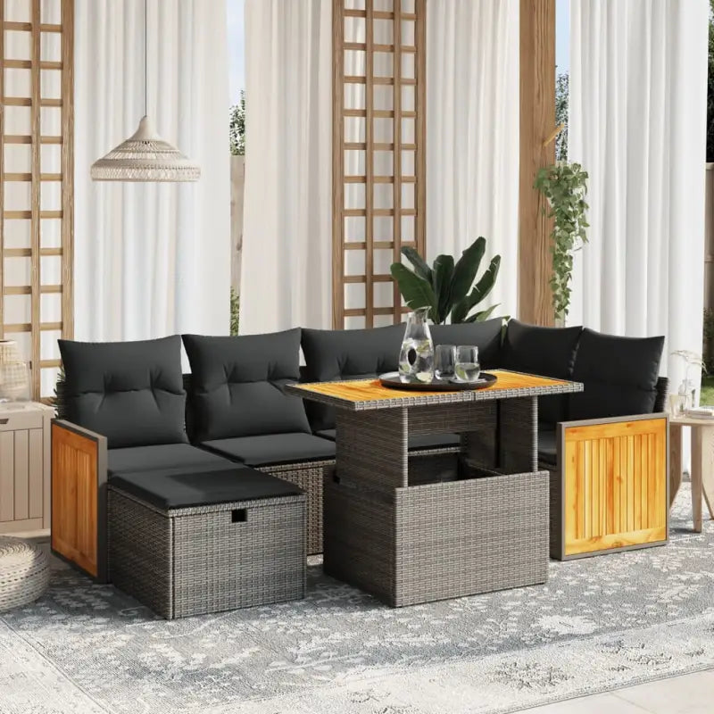 Lounge tuinset van grijs materiaal met gepoedercoat staal en afmetingen - Tuinsets