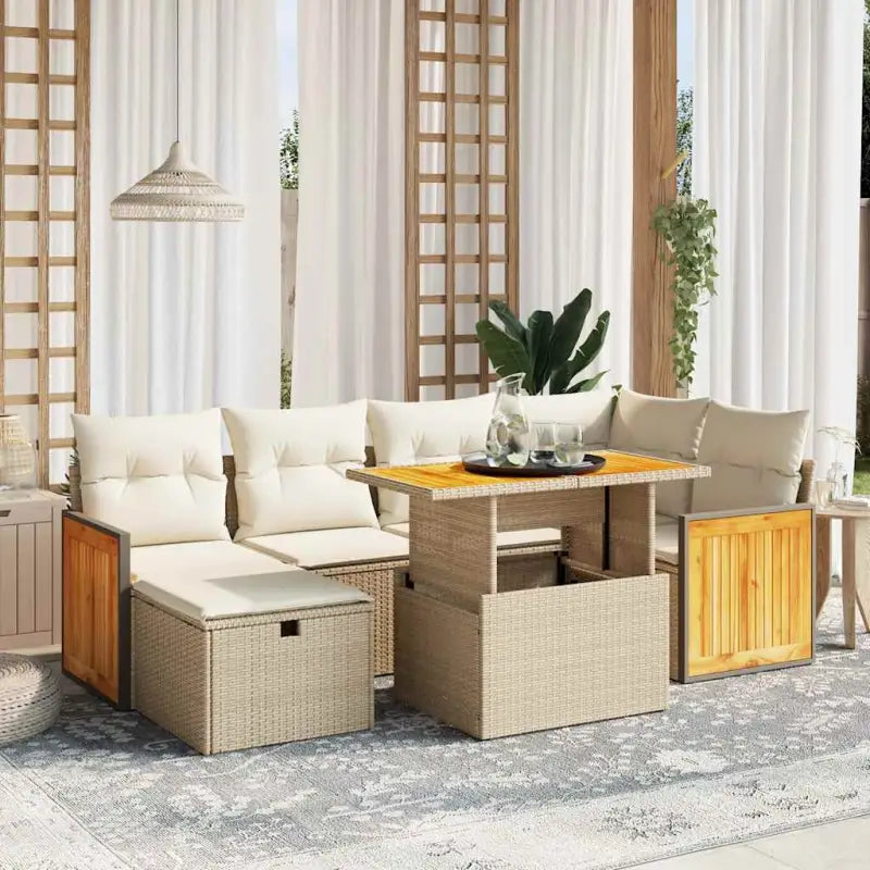 Lounge tuinset van grijs materiaal met gepoedercoat staal en afmetingen - beige en crèmekleurig / zonder opbergruimte