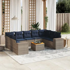 Lounge Tuinset van grijs materiaal met gepoedercoat staal afmetingen - grijs en marineblauw / 2x hoek + 5x midden