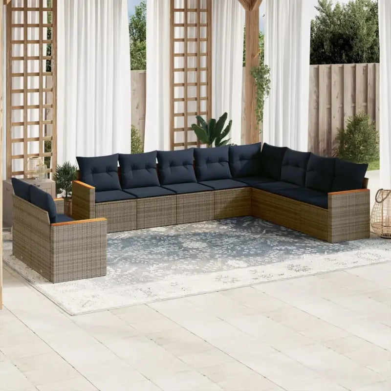 Lounge tuinset van grijs materiaal met waterdichte tas en gepoedercoat staal - grijs en marineblauw / Zonder tafel