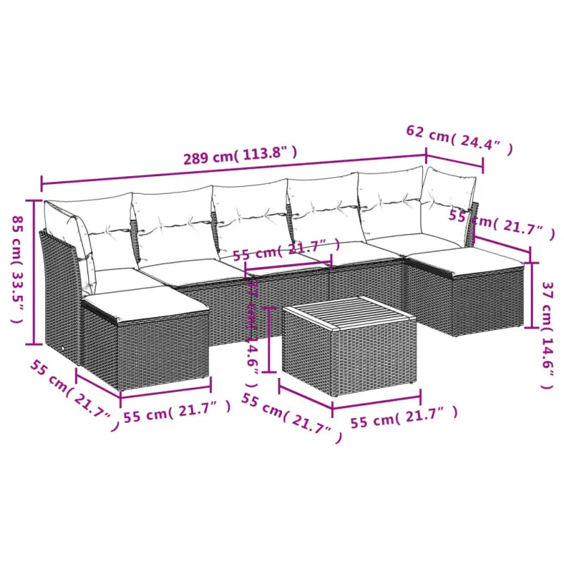 Lounge Tuinset van Grijs Materiaal met Waterdichte Tas en Gepoedercoat Staal - Tuinsets