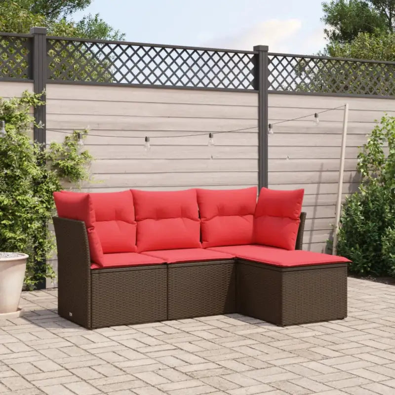 Lounge tuinset van grijs materiaal met waterdichte tas en gepoedercoat staal - Bruin / Zonder tafel - Tuinsets