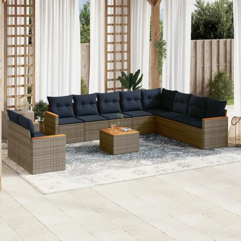 Lounge tuinset van grijs materiaal met waterdichte tas en gepoedercoat staal - grijs en marineblauw / Met tafel